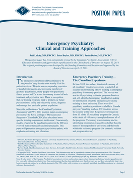 Emergency Psychiatry: Clinical and Training Approaches