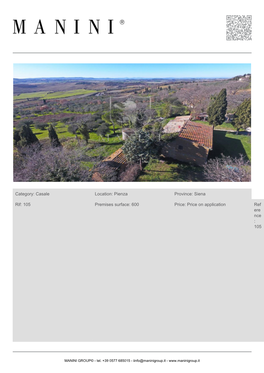 Category: Casale Location: Pienza Province: Siena Rif: 105