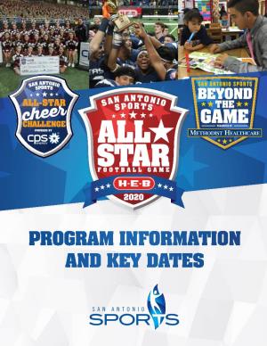 Program Information and Key Dates an Antonio S Sports