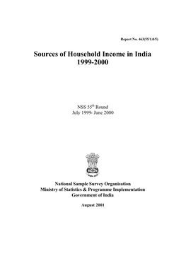 Sources of Household Income in India 1999-2000
