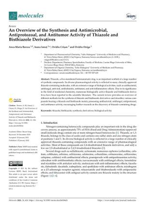 An Overview of the Synthesis and Antimicrobial, Antiprotozoal, and Antitumor Activity of Thiazole and Bisthiazole Derivatives