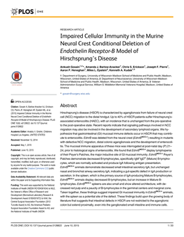 Impaired Cellular Immunity in the Murine Neural Crest Conditional Deletion of Endothelin Receptor-B Model of Hirschsprung’S Disease
