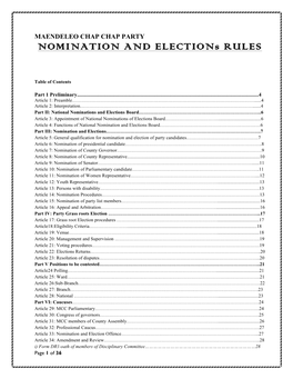 NOMINATION and Elections RULES