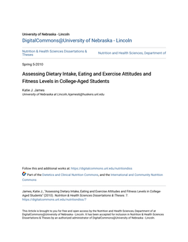 Assessing Dietary Intake, Eating and Exercise Attitudes and Fitness Levels in College-Aged Students