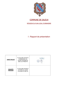 COMMUNE DE SALEUX I : Rapport De Présentation