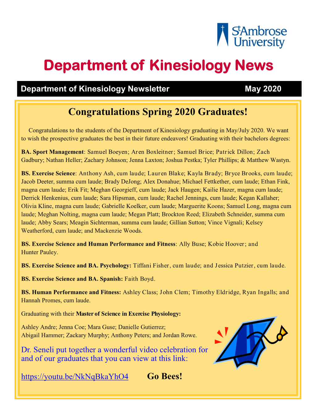 Kinesiology Newsletter May 2020