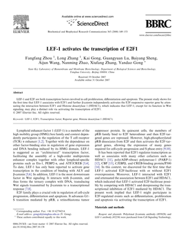 LEF-1 Activates the Transcription of E2F1