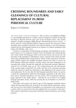 Crossing Boundaries and Early Gleanings of Cultural Replacement in Irish Periodical Culture