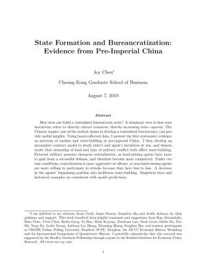 State Formation and Bureaucratization: Evidence from Pre-Imperial China