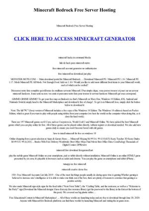 Minecraft Bedrock Free Server Hosting