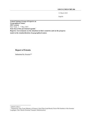 Report of Estonia