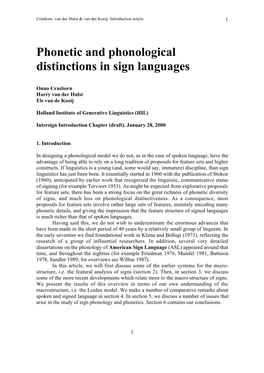 Phonetic and Phonological Distinctions in Sign Languages