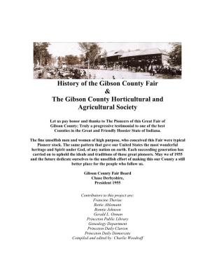 History of the Gibson County Fair & the Gibson County Horticultural and Agricultural Society