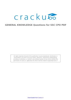 Download GENERAL KNOWLEDGE Questions for SSC CPO