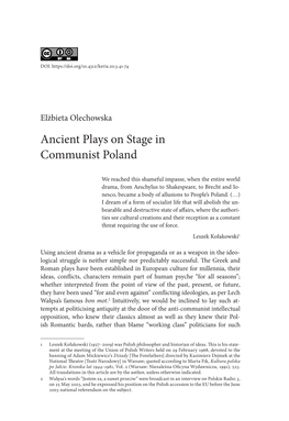 Ancient Plays on Stage in Communist Poland