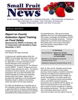 Report on County Extension Agent Training on Food Safety