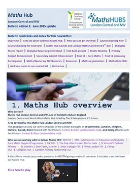 Maths Hub London Central and NW Bulletin Edition 2