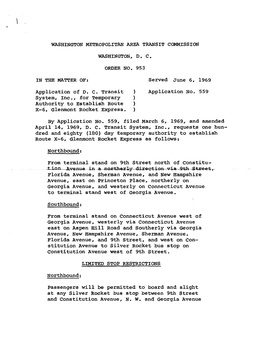 Application of DC Transit ) Application No. 559 System, Inc., for Temporary