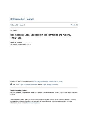 Doorkeepers: Legal Education in the Territories and Alberta, 1885-1928