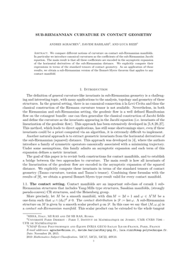 91. Sub-Riemannian Curvature in Contact Geometry. J. Geom. Anal