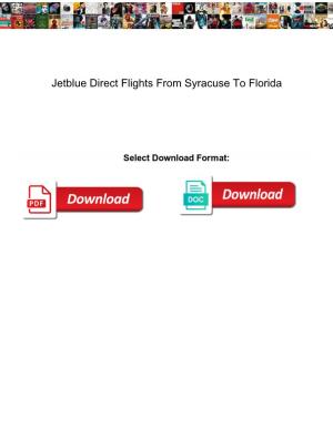 Jetblue Direct Flights from Syracuse to Florida