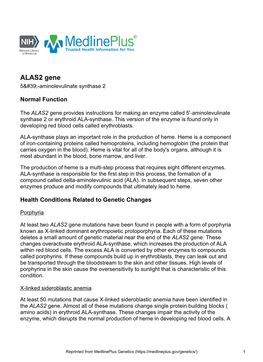 ALAS2 Gene 5-Aminolevulinate Synthase 2