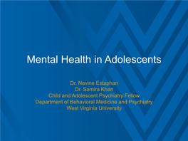 Mental Health in Adolescents