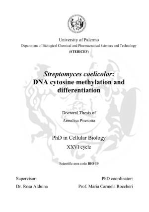 Streptomyces Coelicolor: DNA Cytosine Methylation and Differentiation