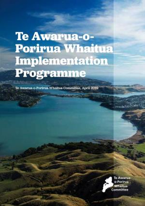Te Awarua-O- Porirua Whaitua Implementation Programme