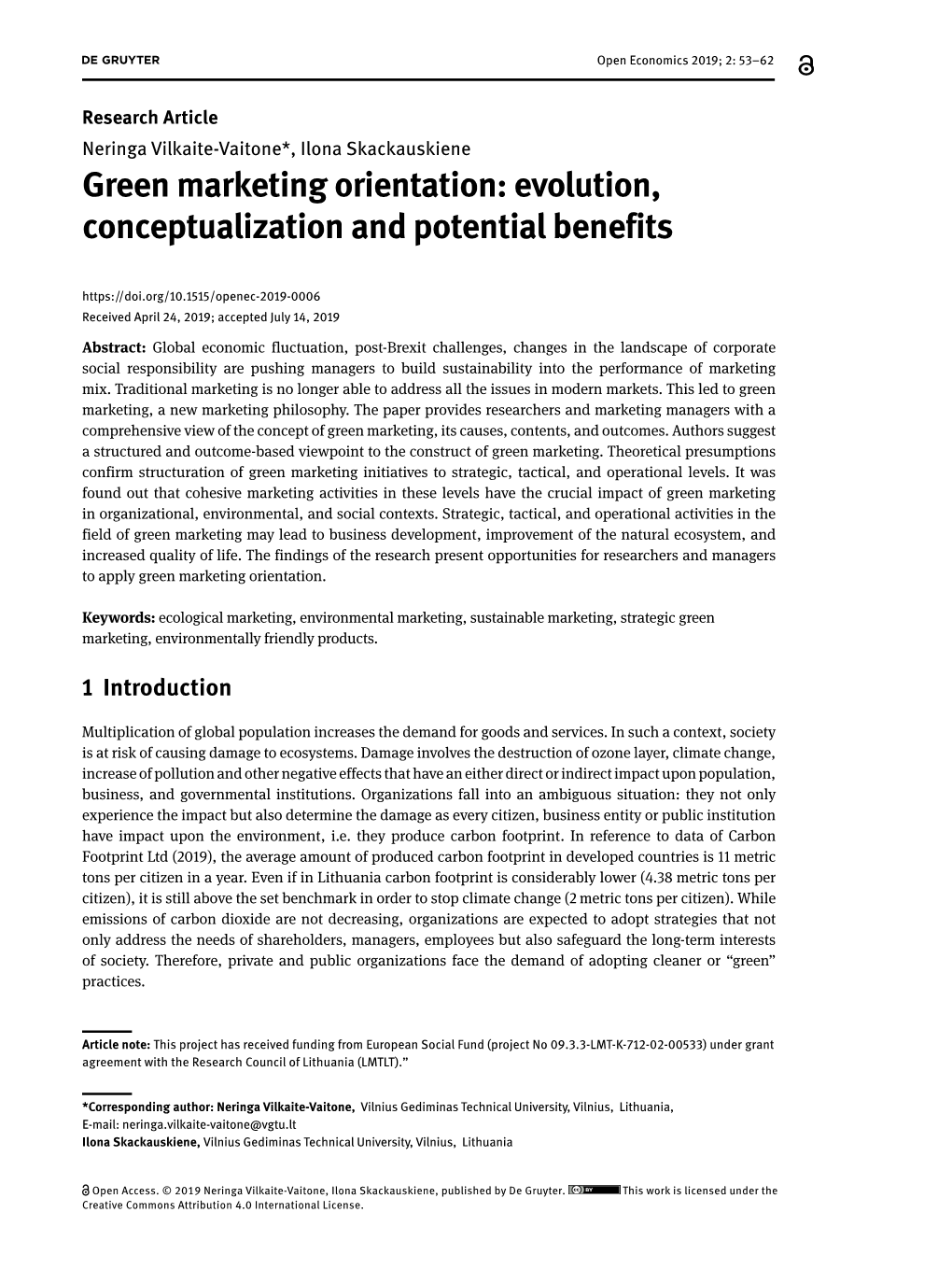 Green Marketing Orientation: Evolution, Conceptualization and Potential Benefits