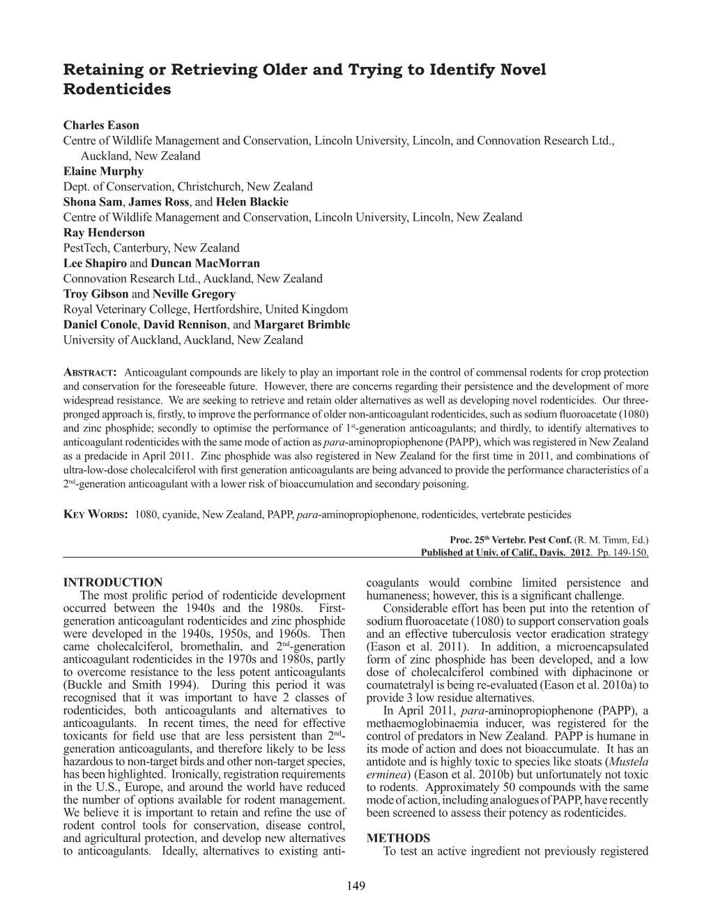 Retaining Or Retrieving Older and Trying to Identify Novel Rodenticides