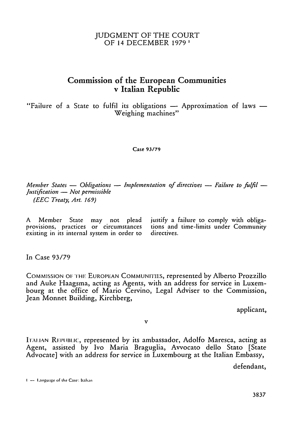 Commission of the European Communities V Italian Republic