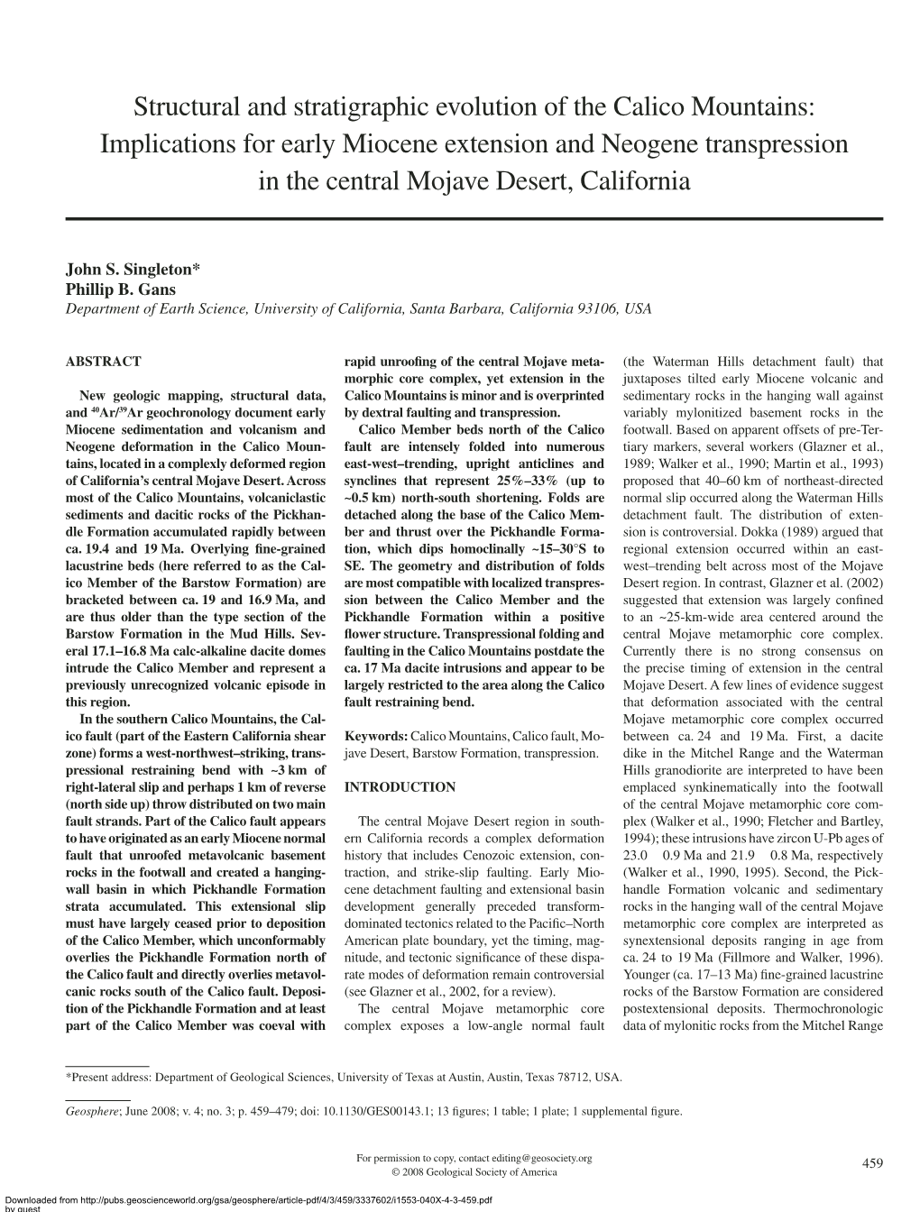 Structural and Stratigraphic Evolution of the Calico Mountains