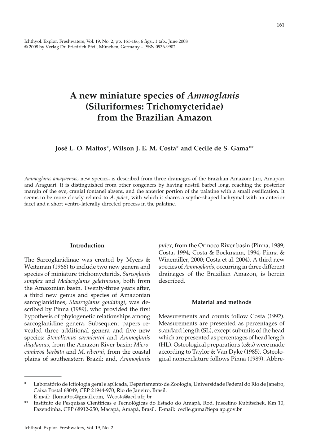 (Siluriformes: Trichomycteridae) from the Brazilian Amazon