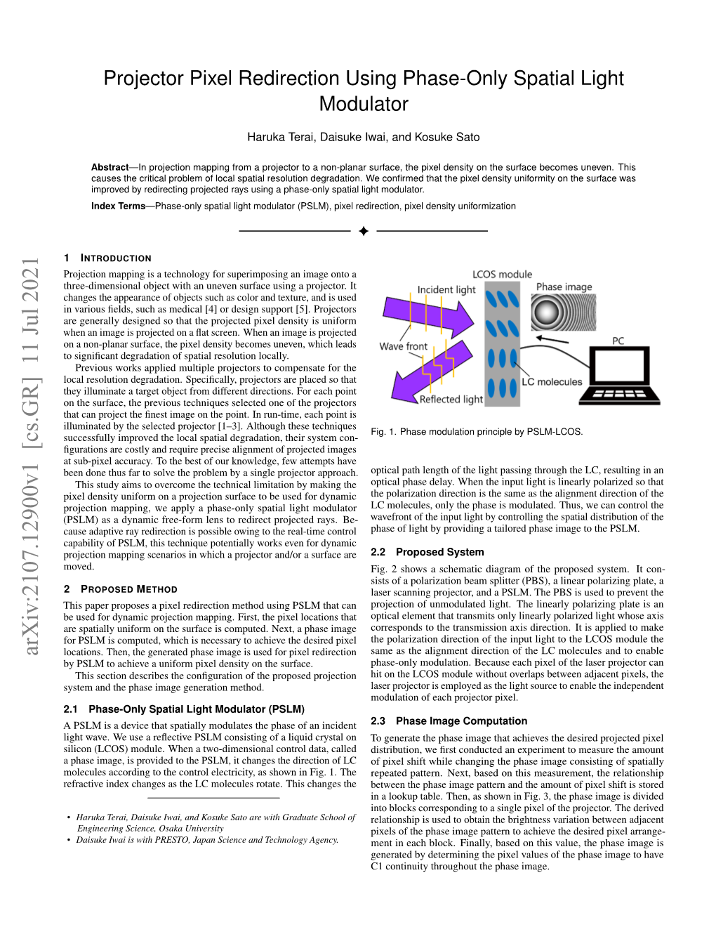 Projector Pixel Redirection Using Phase-Only Spatial Light Modulator