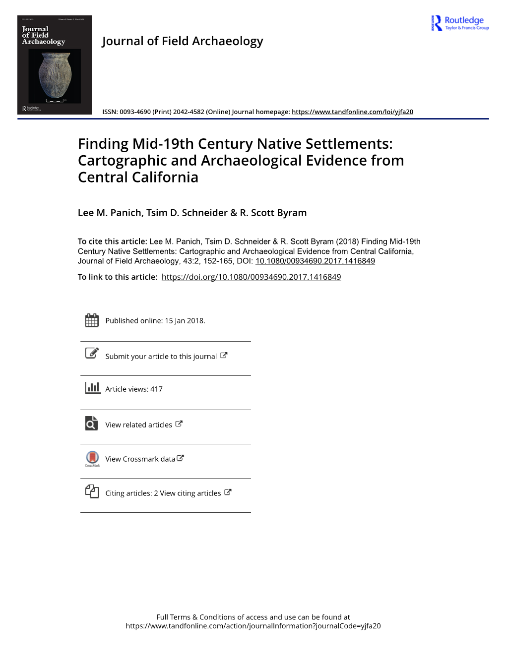 Finding Mid-19Th Century Native Settlements: Cartographic and Archaeological Evidence from Central California