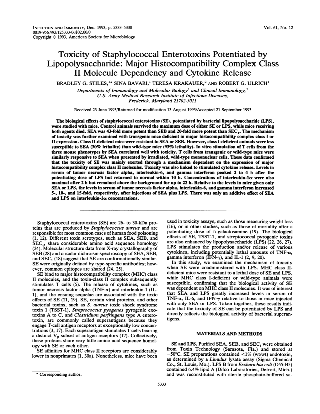 Lipopolysaccharide: Majorhistocompatibility Complex