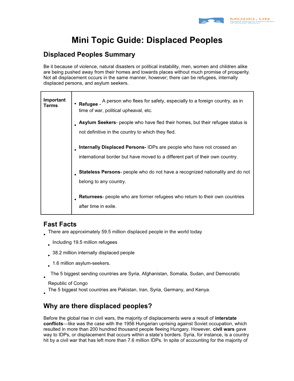 Mini Topic Guide: Displaced Peoples