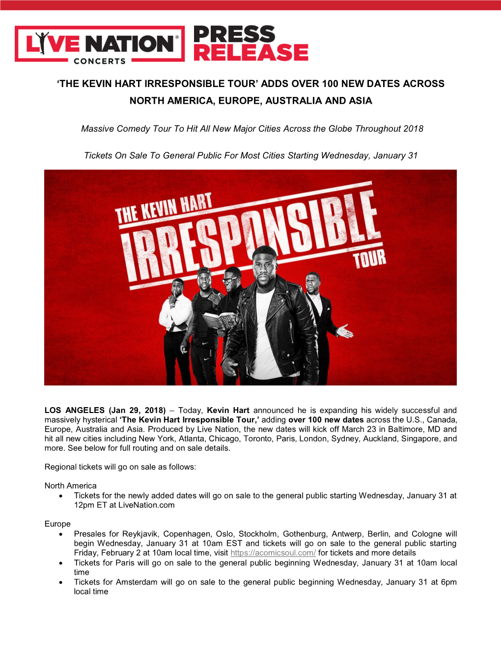 'The Kevin Hart Irresponsible Tour' Adds Over 100 New