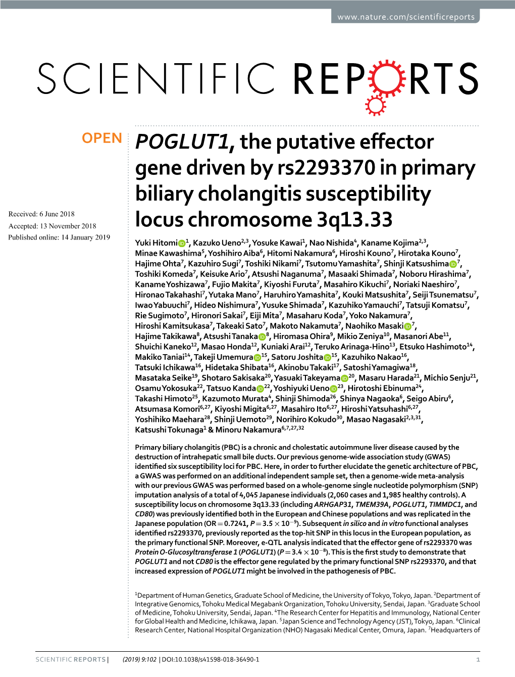POGLUT1, the Putative Effector Gene Driven by Rs2293370 in Primary