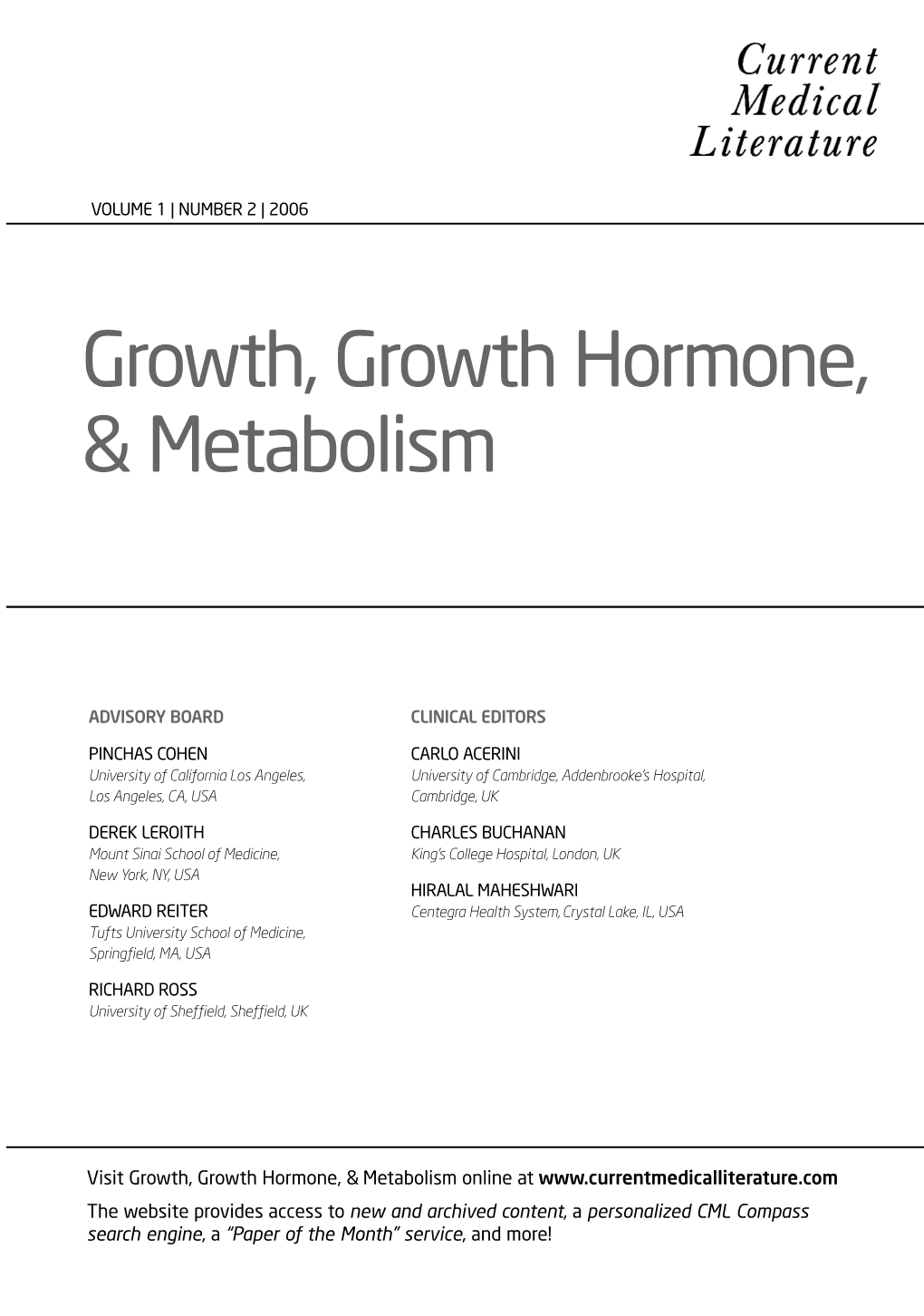 Growth, Growth Hormone, & Metabolism