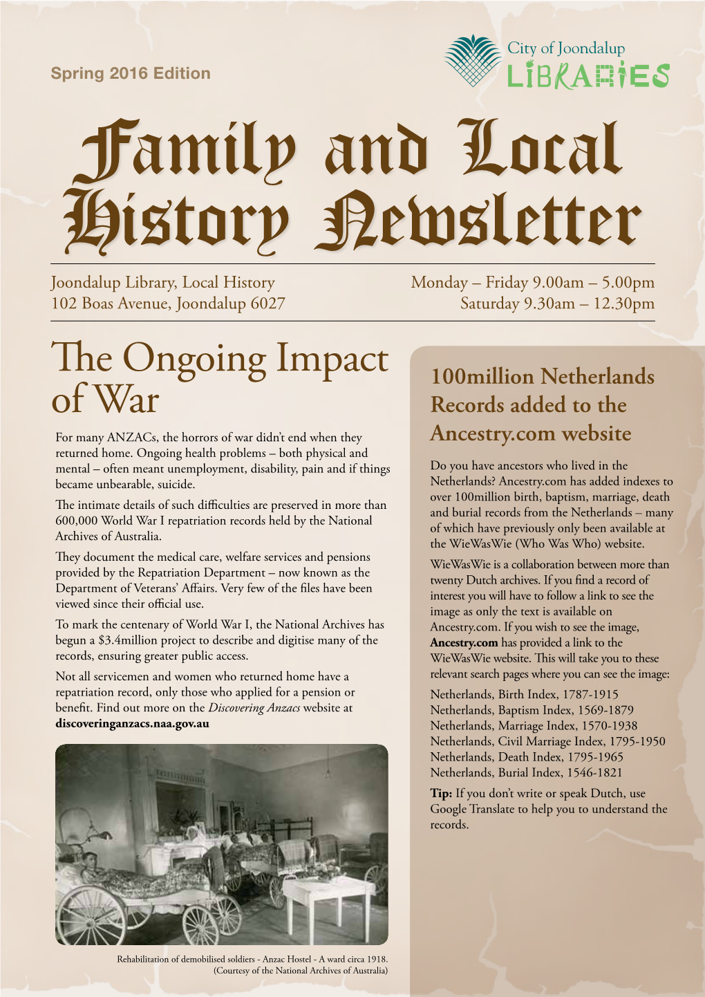 Family History Newsletter Spring 2016