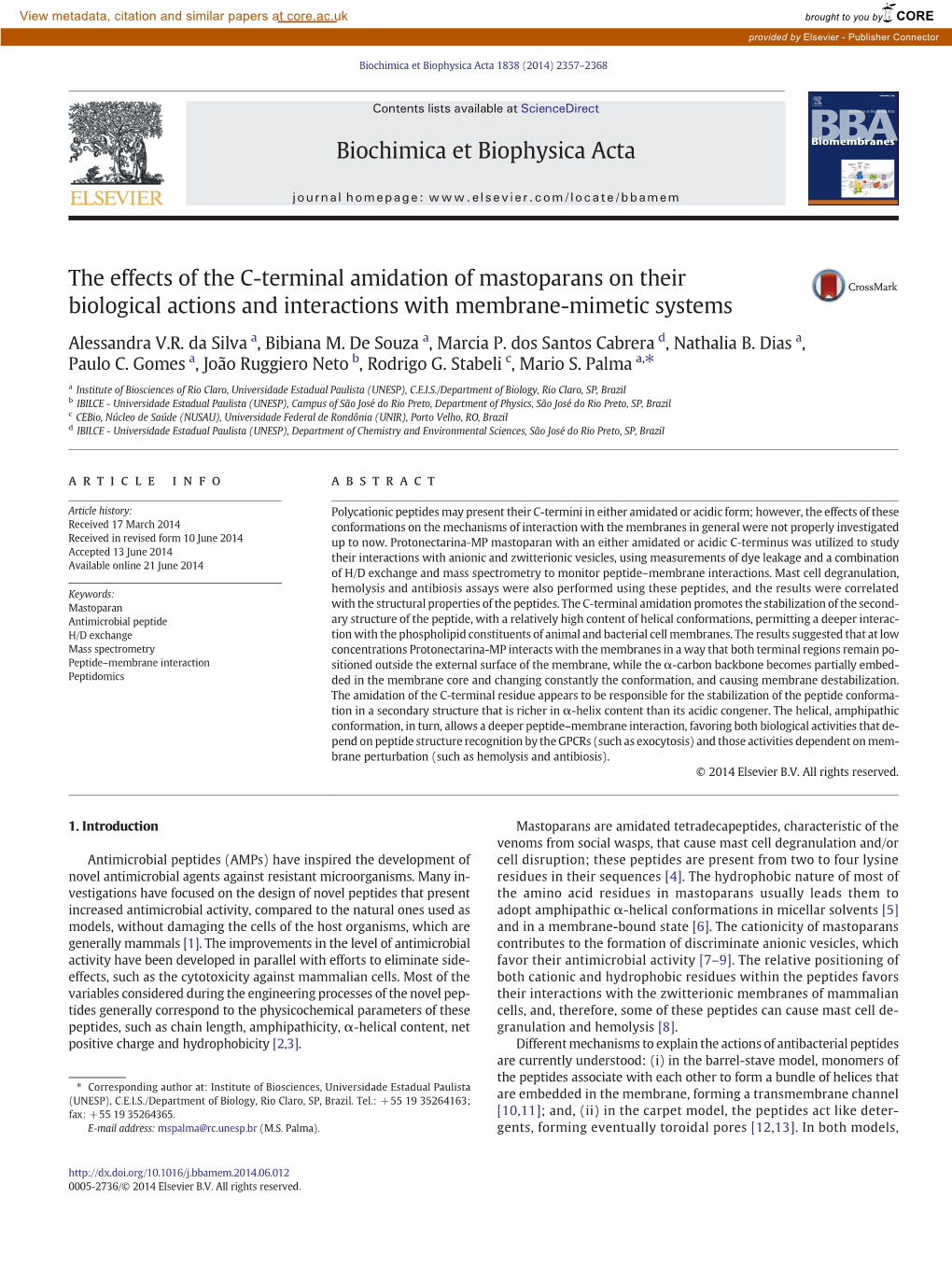 The Effects of the C-Terminal Amidation of Mastoparans on Their Biological Actions and Interactions with Membrane-Mimetic Systems