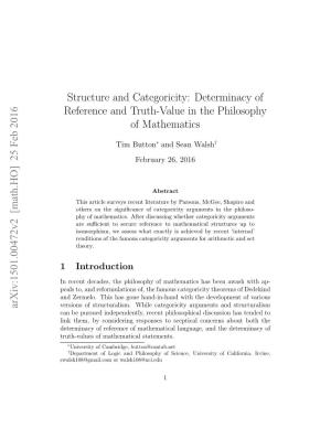 Structure and Categoricity: Determinacy of Reference and Truth-Value in the Philosophy of Mathematics