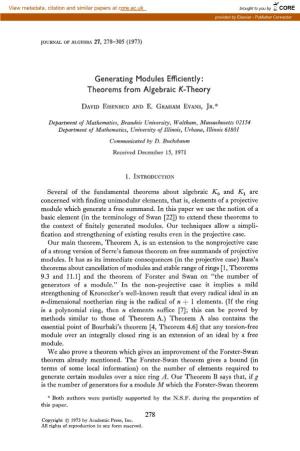 Theorems from Algebraic K-Theory