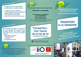 TRANSPORT a LA DEMANDE Transporteur : Cars Teyssié 05 62