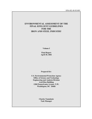 Environmental Assessment of the Final Effluent Guidelines for the Iron and Steel Industry; Vol. 1