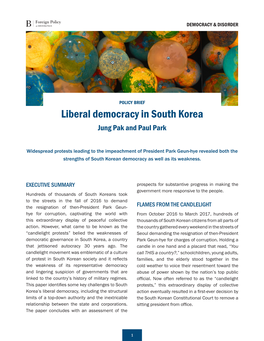 Liberal Democracy in South Korea Jung Pak and Paul Park