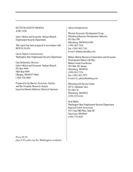 KITTITAS COUNTY PROFILE JUNE 1998 Labor Market and Economic