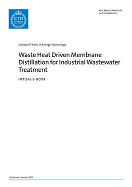 Waste Heat Driven Membrane Distillation for Industrial Wastewater Treatment